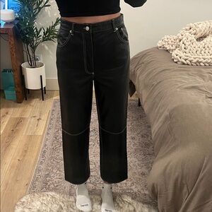 Free People / we the free Black High-Waisted Leather Pants size 8
